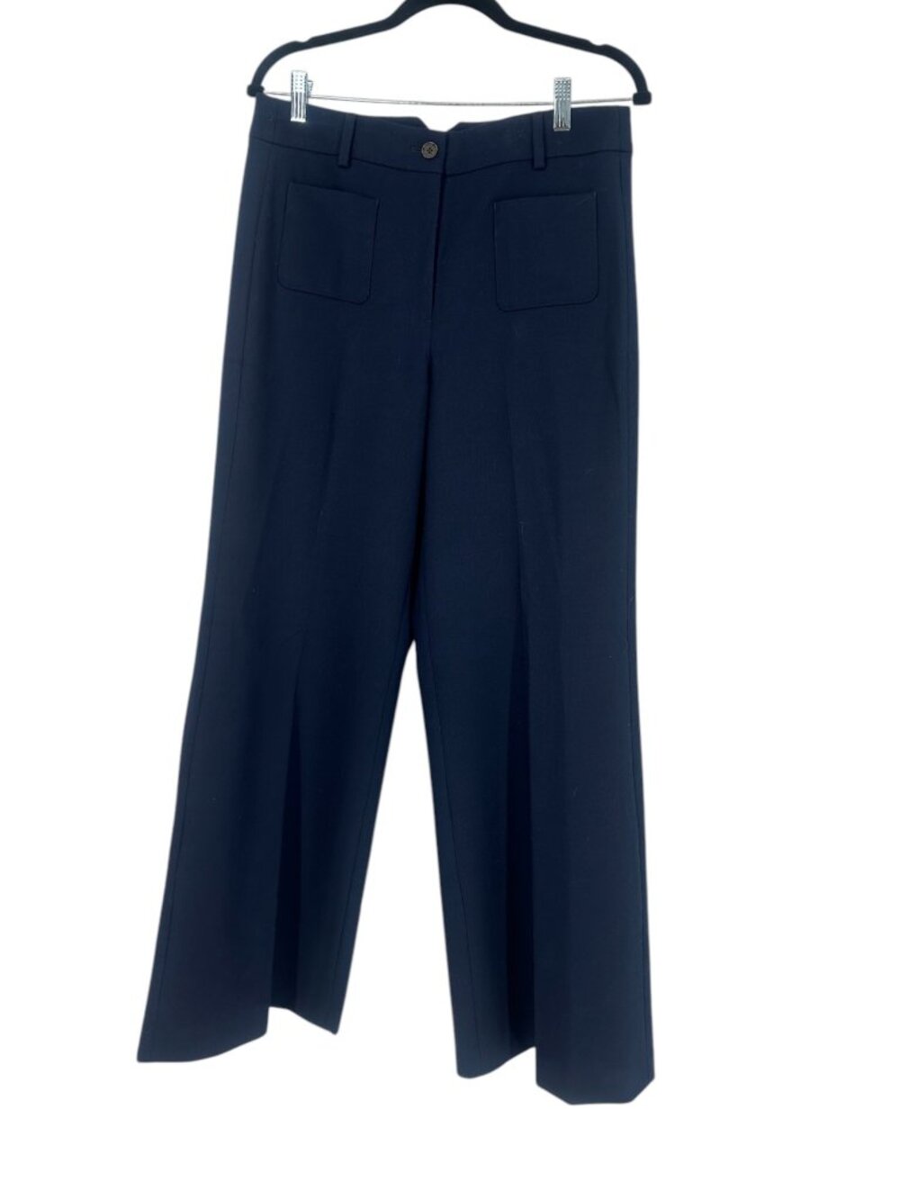 J. Crew Women’s Carolina Wide Leg Trousers 8 NWT Navy Wool Carreman Pant